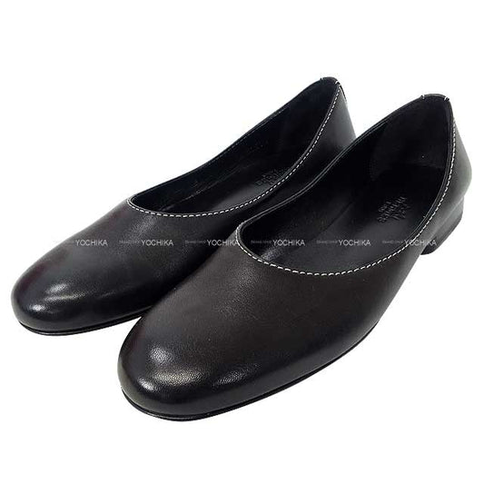 HERMES ballet shoes(flat shoes) Riz Noir (Black) Nappa Leather #37[BRAND NEW][Authentic]