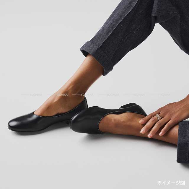 HERMES ballet shoes(flat shoes) Riz Noir (Black) Nappa Leather #37[BRAND NEW][Authentic]