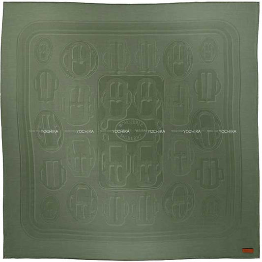 HERMES scarf Carre 115 Bouclerie Moderne Vertland Cashmere/Silk[EXCELLENT][Authentic]