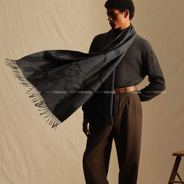 HERMES Stall Muffler Cavalcadour Anthracite Cashmere100%[BRAND NEW][Authentic]