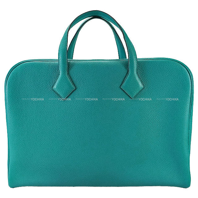HERMES Handbag Victoria 2 12H Bleu Paon Taurillon Clemence Silver HW Stamp X[EXCELLENT][Authentic]