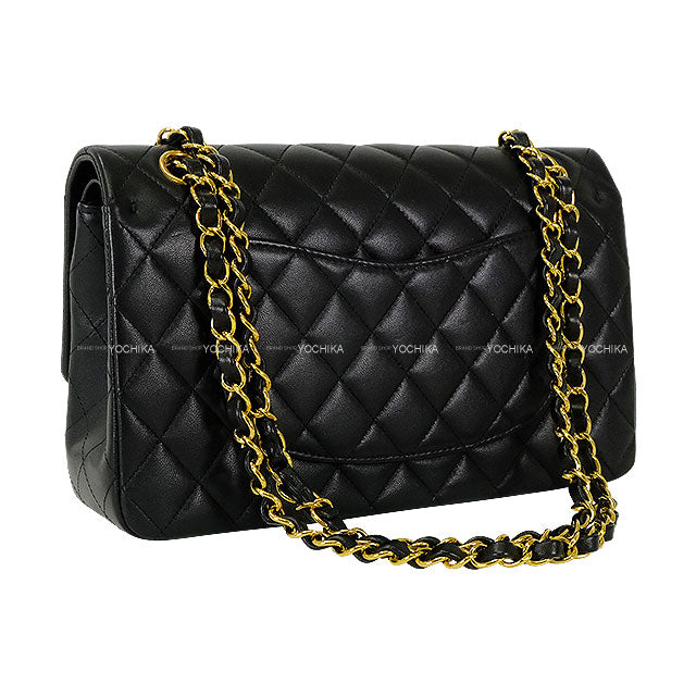 CHANEL Shoulder bag Matelasse 25 W flap Chain Noir (Black) Lambskin Gold HW A01112[EXCELLENT][Authentic]