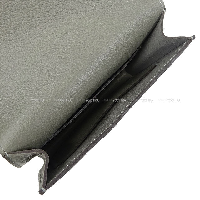 HERMES Bi-fold wallet Constance Slim Gris Meyer Evercolor Gold HW Stamp W[EXCELLENT][Authentic]