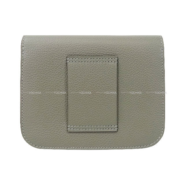 HERMES Bi-fold wallet Constance Slim Gris Meyer Evercolor Gold HW Stamp W[EXCELLENT][Authentic]