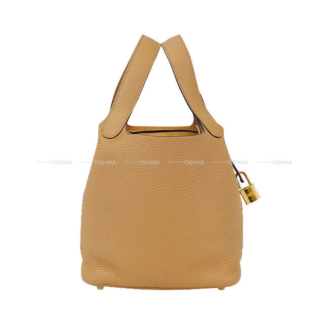 [Pre-loved] HERMES Handbag Picotin Lock 18 PM Chai Taurillon Clemence Gold HW Stamp Z[LIKE NEW][Authentic]