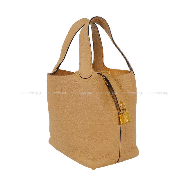 [Pre-loved] HERMES Handbag Picotin Lock 18 PM Chai Taurillon Clemence Gold HW Stamp Z[LIKE NEW][Authentic]