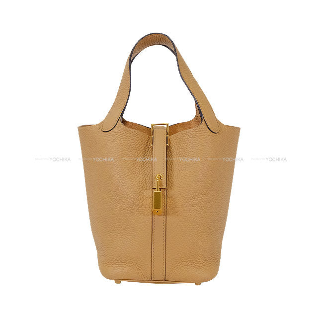 [Pre-loved] HERMES Handbag Picotin Lock 18 PM Chai Taurillon Clemence Gold HW Stamp Z[LIKE NEW][Authentic]