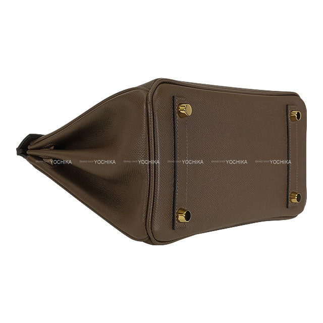 [Pre-loved] HERMES Handbag Birkin25 Retourne Tricolor Ecorce/Noir (Black)/Etoupe Veau Epsom Gold HW Stamp W[LIKE NEW][Authentic]