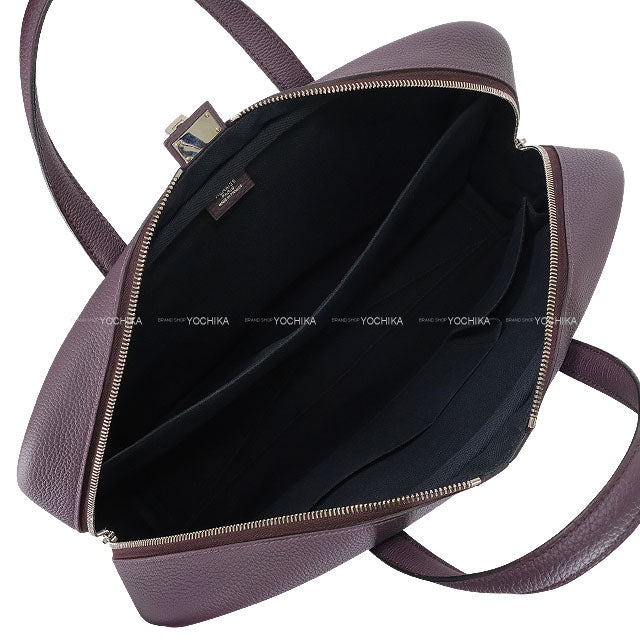 [Pre-loved] HERMES Shoulder bag Victoria 2 43 Fourre-tout Prune/Bleu Nuit Taurillon Clemence/Toile H Silver HW Stamp D[LIKE NEW][Authentic]