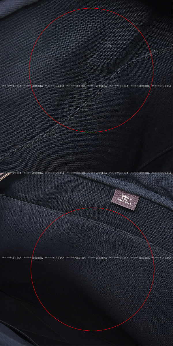 [Pre-loved] HERMES Shoulder bag Victoria 2 43 Fourre-tout Prune/Bleu Nuit Taurillon Clemence/Toile H Silver HW Stamp D[LIKE NEW][Authentic]