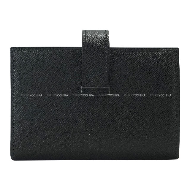 HERMES Bi-fold wallet Bearn Mini Card holder With Coin purse SO BLACK Monochrome Noir (Black) Veau Madame Black HW Stamp K[ALMOST NEW][Authentic]