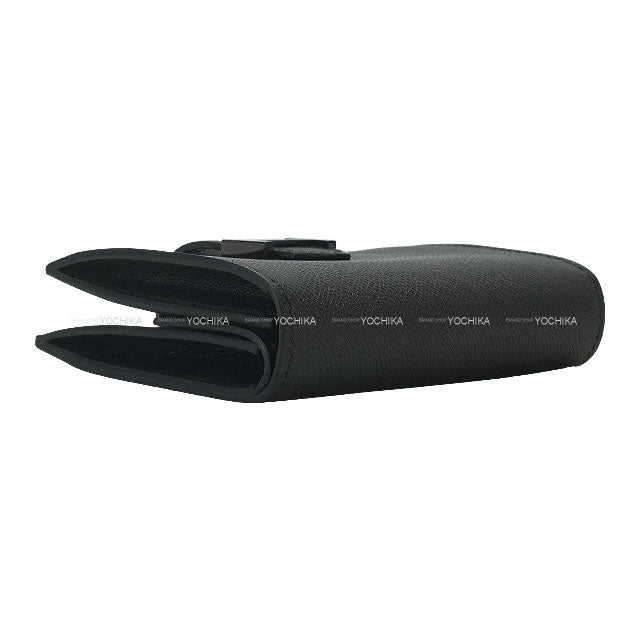 HERMES Bi-fold wallet Bearn Mini Card holder With Coin purse SO BLACK Monochrome Noir (Black) Veau Madame Black HW Stamp K[ALMOST NEW][Authentic]