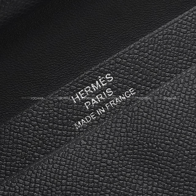 HERMES Bi-fold wallet Bearn Mini Card holder With Coin purse SO BLACK Monochrome Noir (Black) Veau Madame Black HW Stamp K[ALMOST NEW][Authentic]