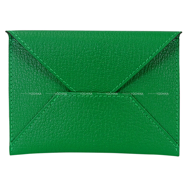 HERMES card holder Enveloppe MM Bambou Chevre Mysore Stamp K H032790[BRAND NEW][Authentic]