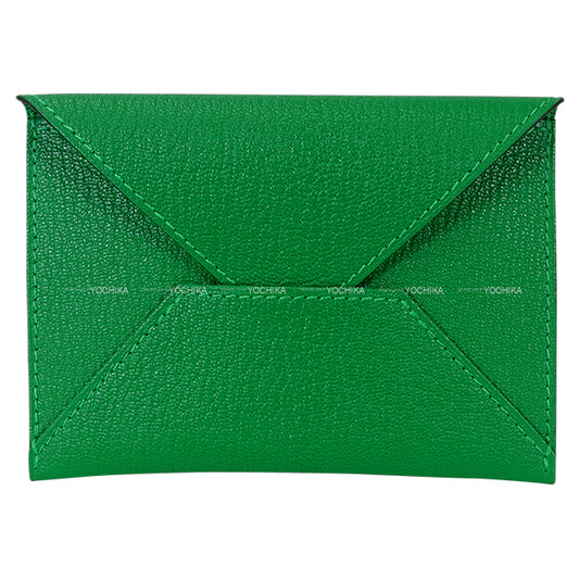 HERMES card holder Enveloppe MM Bambou Chevre Mysore Stamp K H032790[BRAND NEW][Authentic]