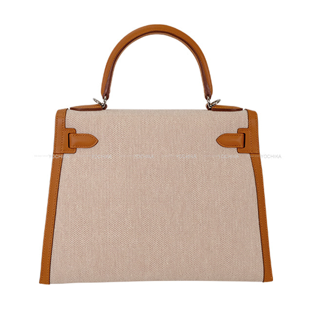 HERMES Shoulder bag Kelly28 Sellier Gold/Ecru Veau Swift/Toile H Silver HW Stamp K[BRAND NEW][Authentic]