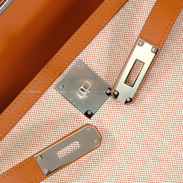 HERMES Shoulder bag Kelly28 Sellier Gold/Ecru Veau Swift/Toile H Silver HW Stamp K[BRAND NEW][Authentic]