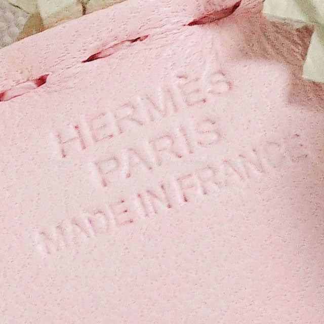 HERMES bag charm Buddy with Studs Collar Ecru/Rose Darling/Craie Agneau Milo/Mouton Silver HW Stamp K[BRAND NEW][Authentic]