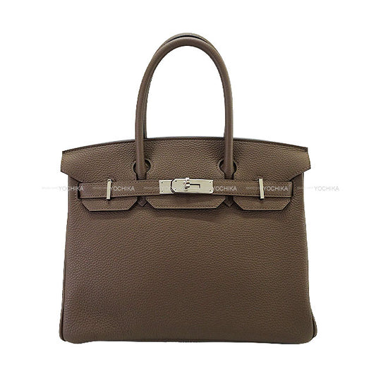 [Pre-loved] HERMES Handbag Birkin30 Taupe Veau Togo Silver HW Stamp □Q[LIKE NEW][Authentic]