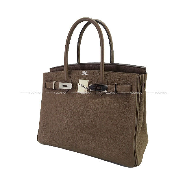 [Pre-loved] HERMES Handbag Birkin30 Taupe Veau Togo Silver HW Stamp □Q[LIKE NEW][Authentic]