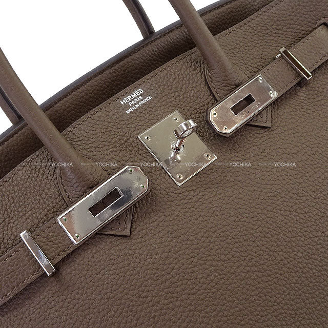 [Pre-loved] HERMES Handbag Birkin30 Taupe Veau Togo Silver HW Stamp □Q[LIKE NEW][Authentic]