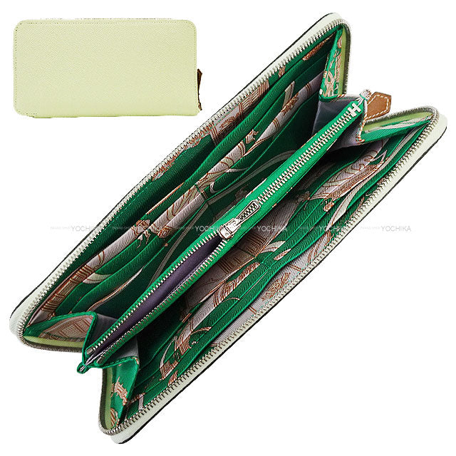 HERMES long wallet Azap Silk'in Long Ex-Libris Vert Fizz/Menthe (Mint)/Mauve sylvestre Veau Epsom/Silk/Veau Barenia Silver HW Stamp U[EXCELLENT][Authentic]