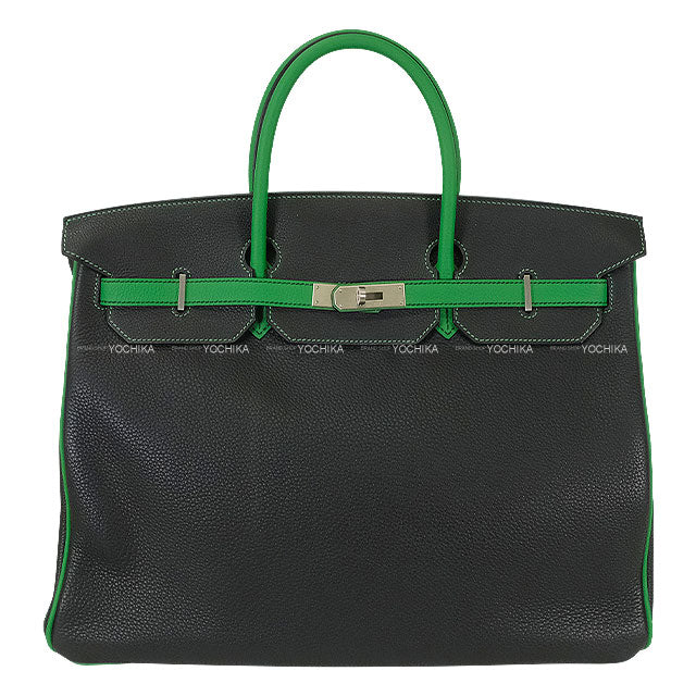 [Pre-loved] HERMES Handbag Birkin40 Special order HSS Noir (Black)/Bambou Veau Togo Mat Silver HW Stamp A[LIKE NEW][Authentic]