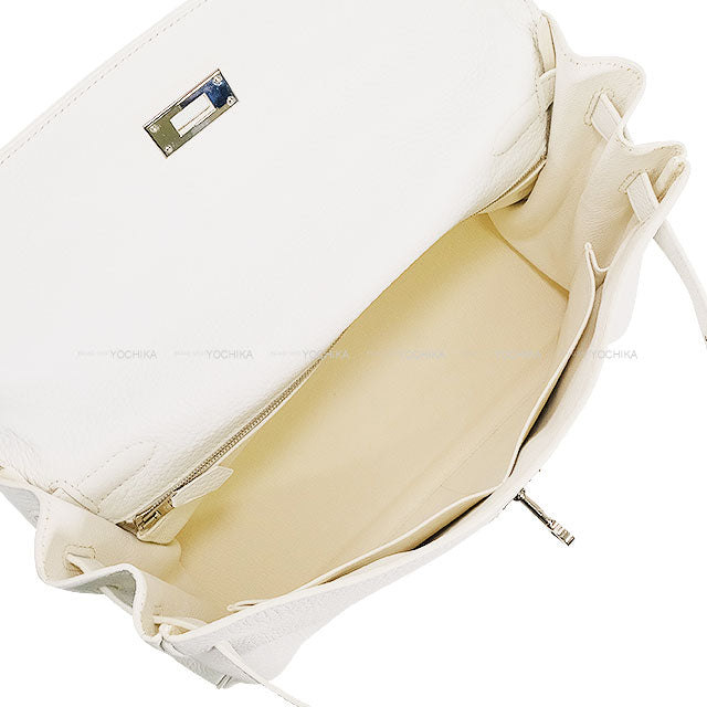 [Pre-loved] HERMES Shoulder bag Kelly32 Retourne with Bandouliere Blanc (White)/Mykonos Taurillon Clemence Silver HW Stamp □O[LIKE NEW][Authentic]