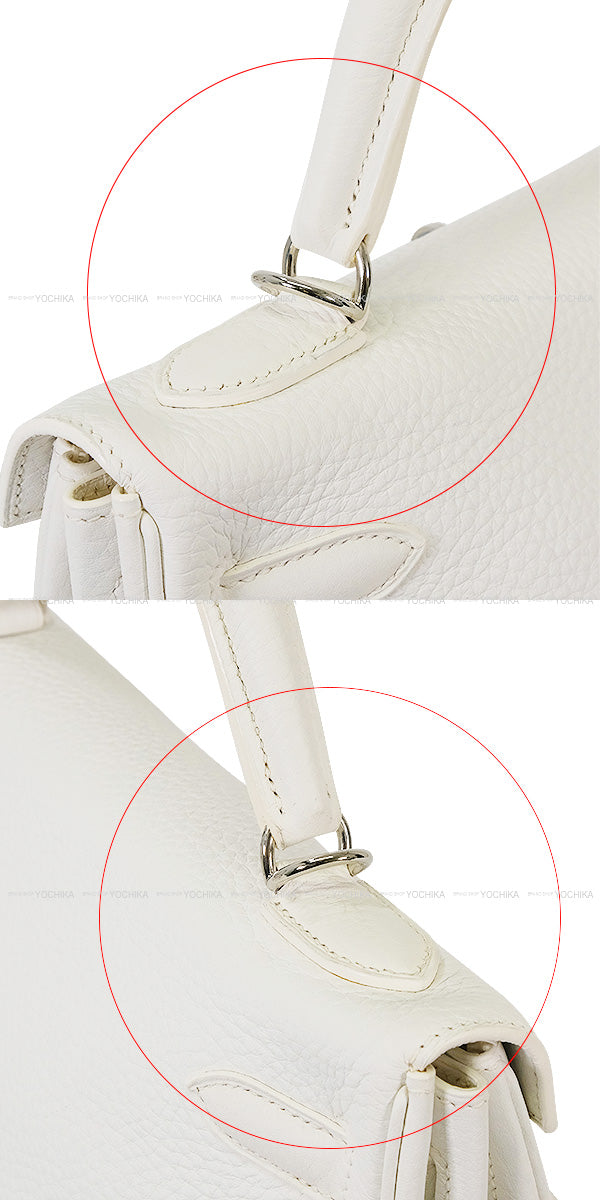[Pre-loved] HERMES Shoulder bag Kelly32 Retourne with Bandouliere Blanc (White)/Mykonos Taurillon Clemence Silver HW Stamp □O[LIKE NEW][Authentic]