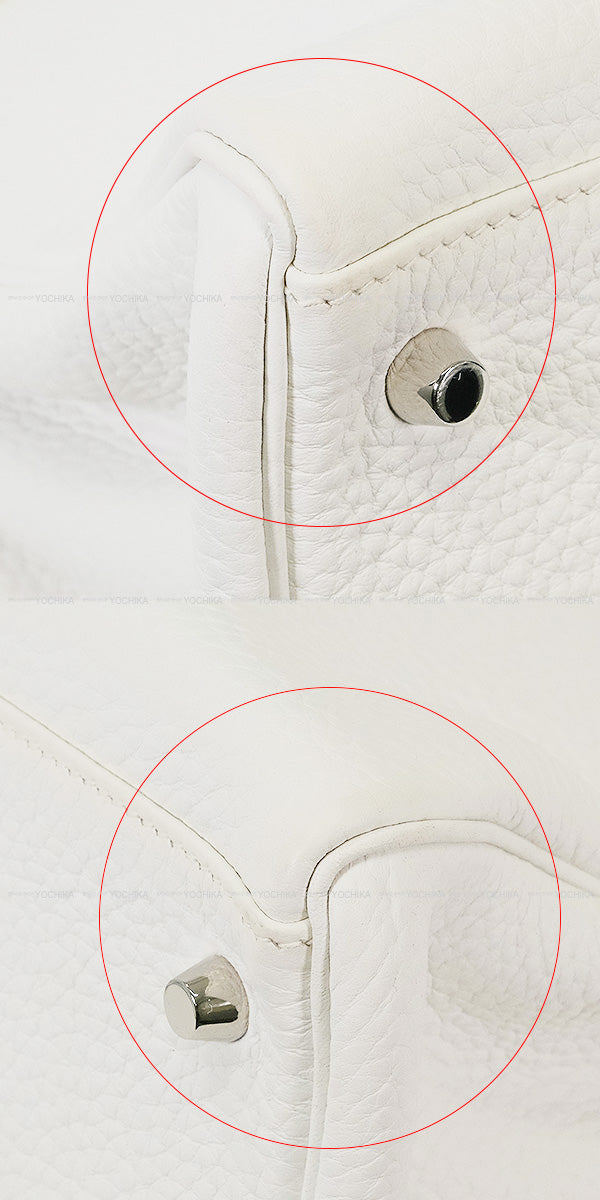 [Pre-loved] HERMES Shoulder bag Kelly32 Retourne with Bandouliere Blanc (White)/Mykonos Taurillon Clemence Silver HW Stamp □O[LIKE NEW][Authentic]