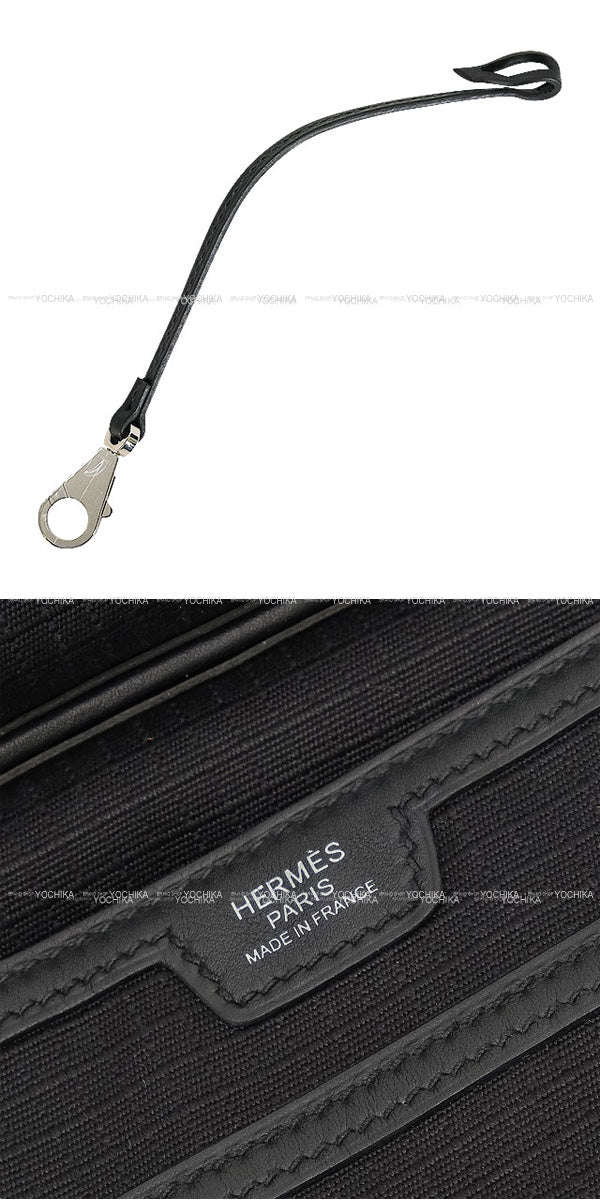 HERMES Messenger bag Allback Noir (Black) Toile Bivouac canvas/Veau Swift Silver HW Stamp B[EXCELLENT][Authentic]