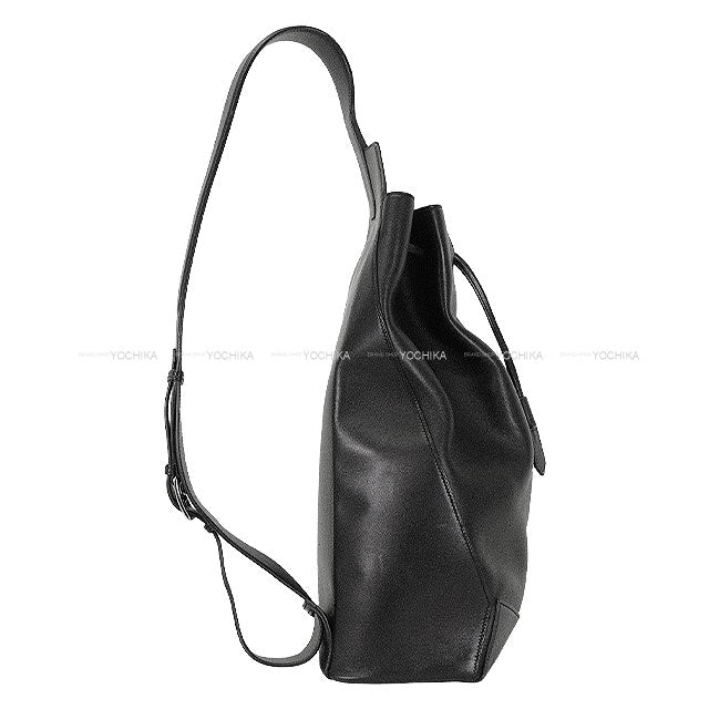 [Pre-loved] HERMES Backpack/daypack/Ruck sack Flash Sailor Backpack Noir (Black) Ever Grain Silver HW Stamp D[USED A][Authentic]