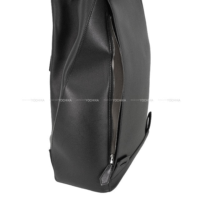 [Pre-loved] HERMES Backpack/daypack/Ruck sack Flash Sailor Backpack Noir (Black) Ever Grain Silver HW Stamp D[USED A][Authentic]