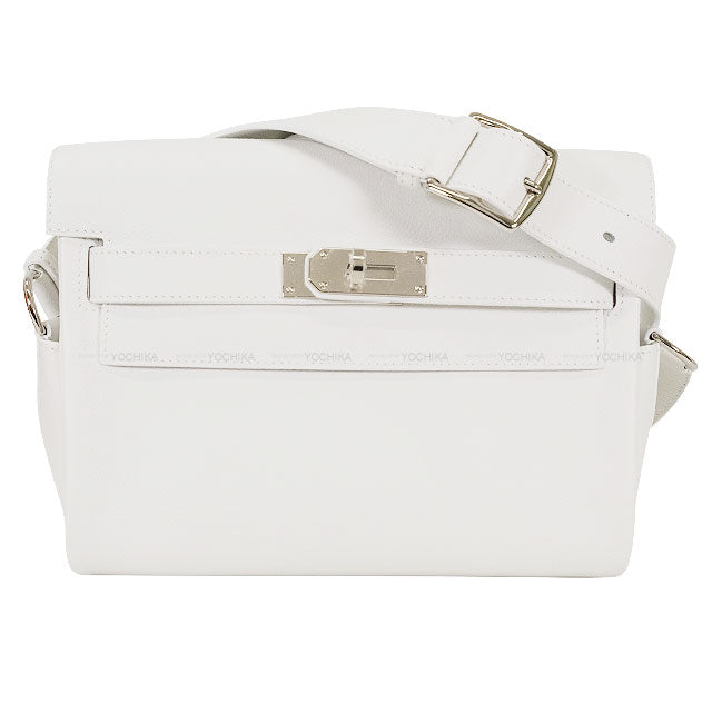 HERMES Shoulder bag Kelly Messenger 24 PM New White Evercolor Silver HW Stamp K[BRAND NEW][Authentic]