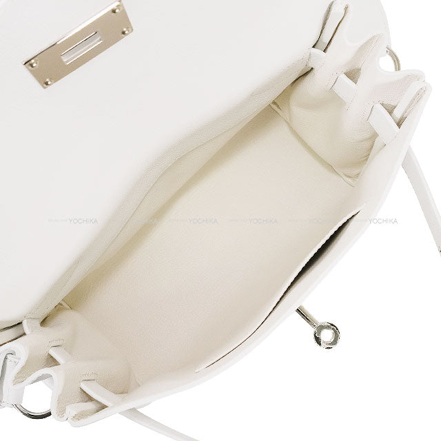 HERMES Shoulder bag Kelly Messenger 24 PM New White Evercolor Silver HW Stamp K[BRAND NEW][Authentic]
