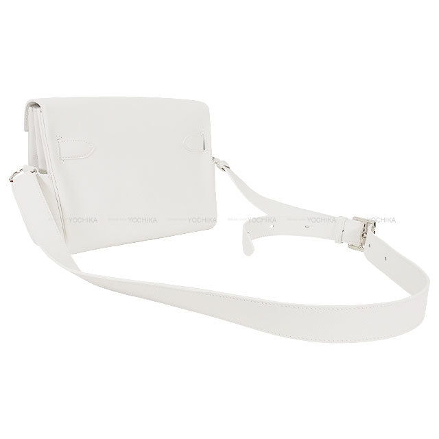 HERMES Shoulder bag Kelly Messenger 24 PM New White Evercolor Silver HW Stamp K[BRAND NEW][Authentic]