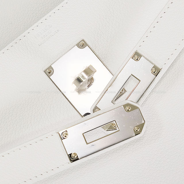 HERMES Shoulder bag Kelly Messenger 24 PM New White Evercolor Silver HW Stamp K[BRAND NEW][Authentic]