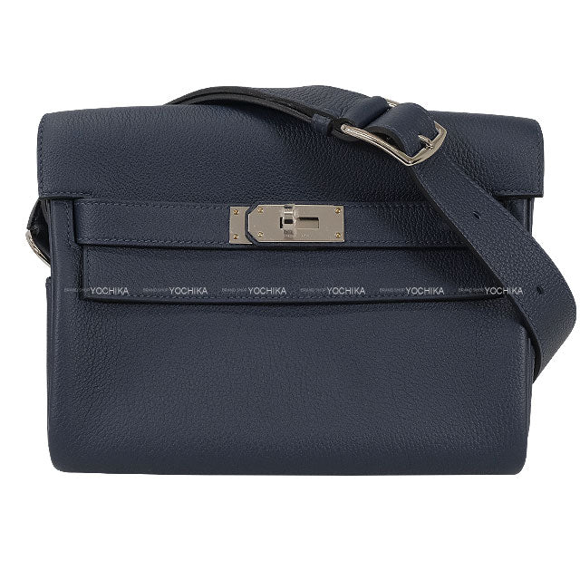 HERMES Shoulder bag Kelly Messenger 24 PM Blue Navy Veau Togo Silver HW Stamp K[BRAND NEW][Authentic]