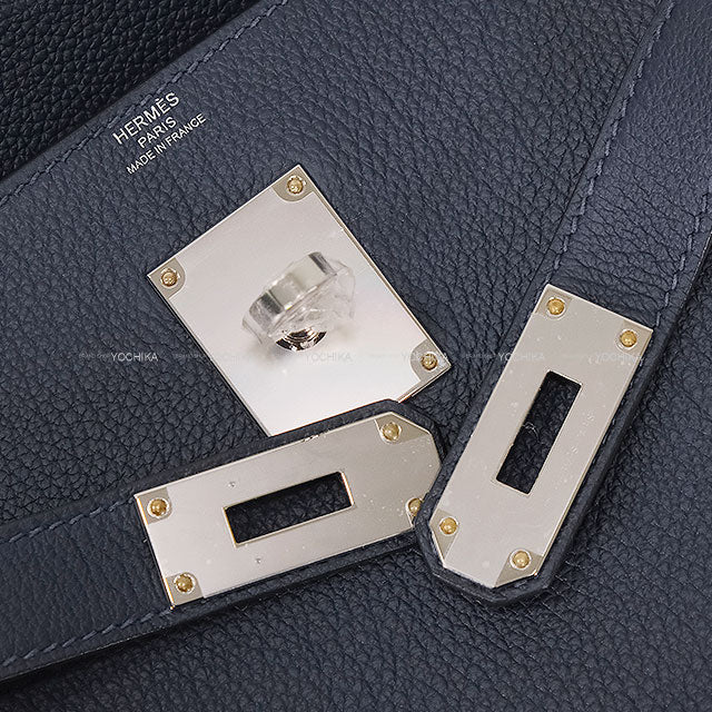HERMES Shoulder bag Kelly Messenger 24 PM Blue Navy Veau Togo Silver HW Stamp K[BRAND NEW][Authentic]