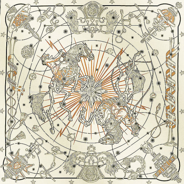 2025SS HERMES scarf Carre 140 CHORUS STELLARUM Blanc/Marine/Beige Rose Cashmere70% / Silk30%[BRAND NEW][Authentic]