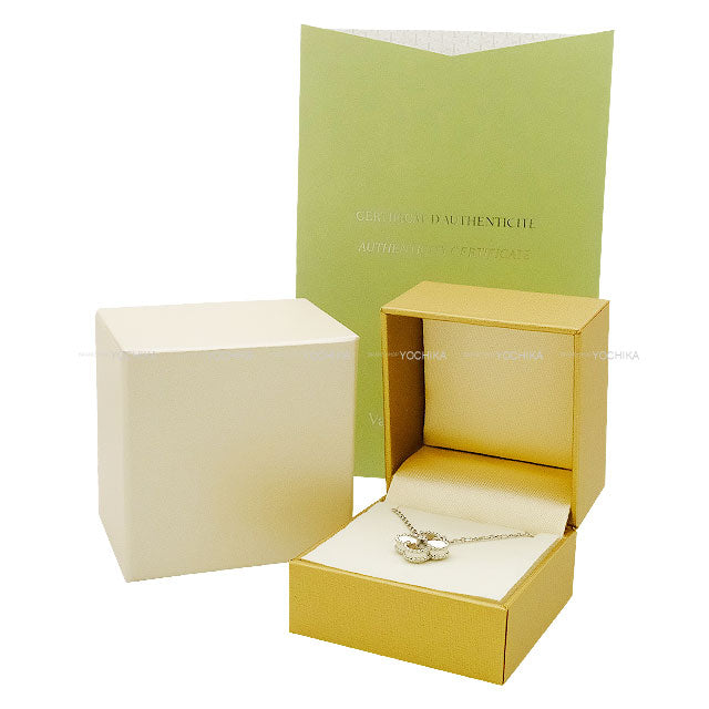 [Pre-loved] 2020 Holiday Collection Van Cleef & Arpels necklace Vintage Alhambra Pendant Guilloche White Gold K18WG/Diamond VCARP6L800[LIKE NEW][Authentic]