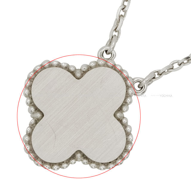 [Pre-loved] 2020 Holiday Collection Van Cleef & Arpels necklace Vintage Alhambra Pendant Guilloche White Gold K18WG/Diamond VCARP6L800[LIKE NEW][Authentic]