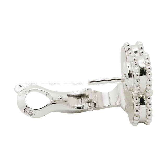 [Pre-loved] Van Cleef & Arpels pierced earring Vintage Alhambra Guilloche White Gold K18WG/Diamond VCARPXF00[LIKE NEW][Authentic]