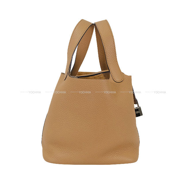 [Pre-loved] HERMES Handbag Picotin Lock 18 PM Chai Taurillon Clemence Silver HW Stamp U[LIKE NEW][Authentic]