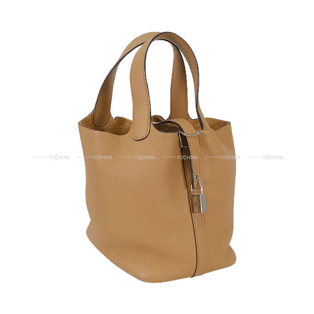 [Pre-loved] HERMES Handbag Picotin Lock 18 PM Chai Taurillon Clemence Silver HW Stamp U[LIKE NEW][Authentic]