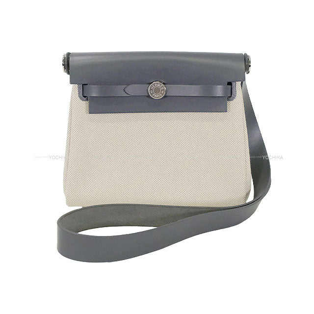 HERMES Shoulder bag Herbag Zip 20 Mini Ardoise/Ecru Toile Militaire/Vache Hunter Silver HW Stamp K[BRAND NEW][Authentic]
