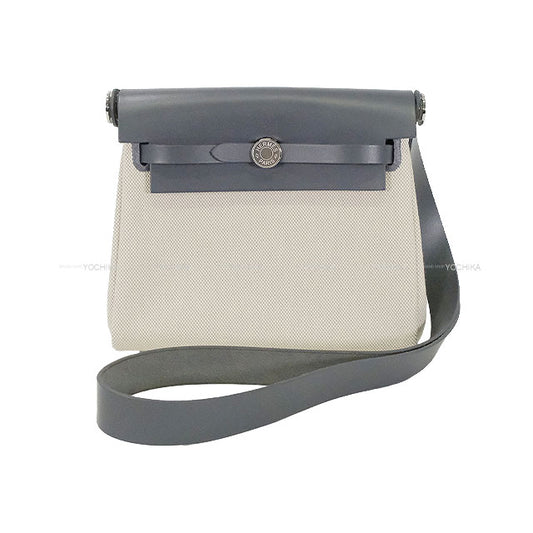 HERMES Shoulder bag Herbag Zip 20 Mini Ardoise/Ecru Toile Militaire/Vache Hunter Silver HW Stamp K[BRAND NEW][Authentic]