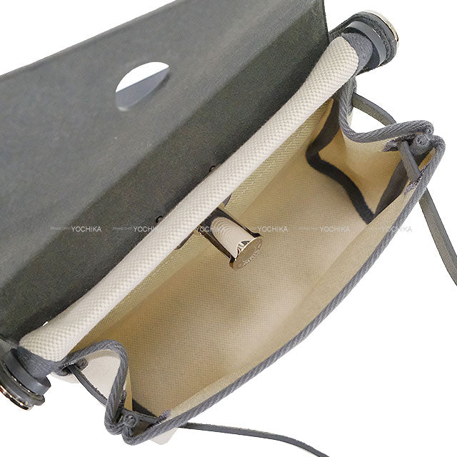 HERMES Shoulder bag Herbag Zip 20 Mini Ardoise/Ecru Toile Militaire/Vache Hunter Silver HW Stamp K[BRAND NEW][Authentic]