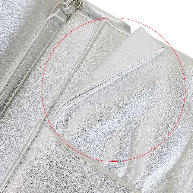 [Pre-loved] 2025AW CHANEL Shoulder bag Chain Ribbon COCO Mark Metallic Silver Lambskin Silver HW AS5129[LIKE NEW][Authentic]