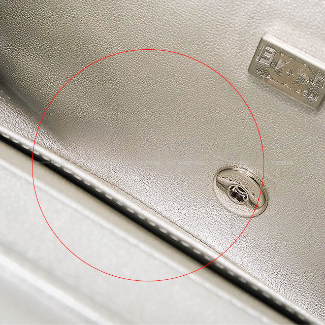 [Pre-loved] 2025AW CHANEL Shoulder bag Chain Ribbon COCO Mark Metallic Silver Lambskin Silver HW AS5129[LIKE NEW][Authentic]